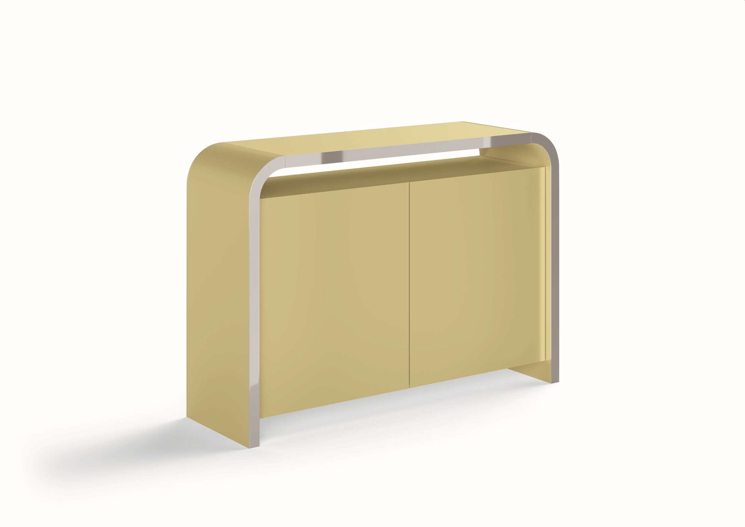 Müller Möbelfabrikation Sideboard S14-2 in Gold mit zwei Türen und minimalistischem Design.