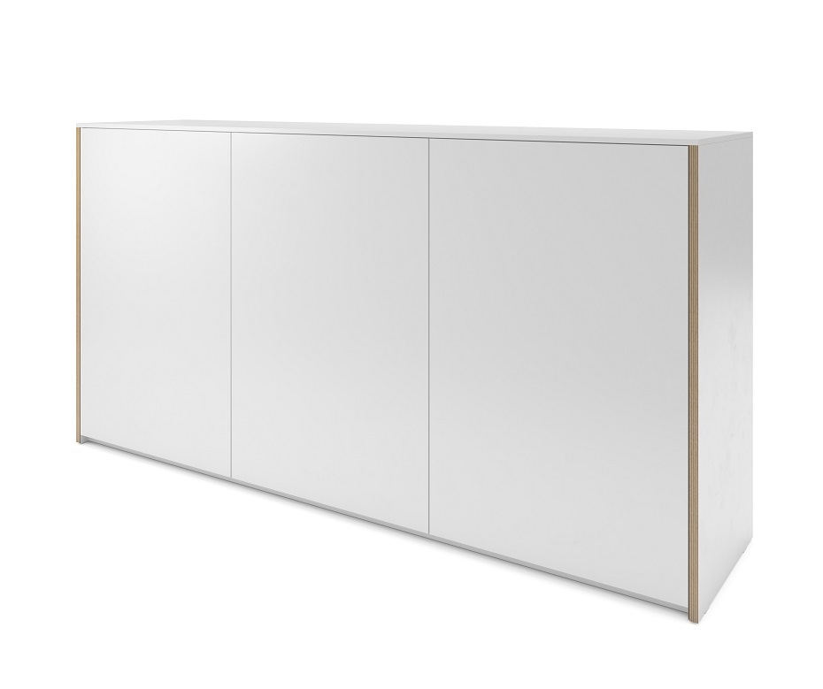 Weißes Müller Möbelwerkstätten Sideboard "Modular Plus" mit Doppeltür links, modernes Design.