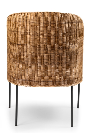 Caribe Natural Dining Chair: Outdoor Stuhl aus Rattan mit schwarzen Beinen. Naturmaterial.