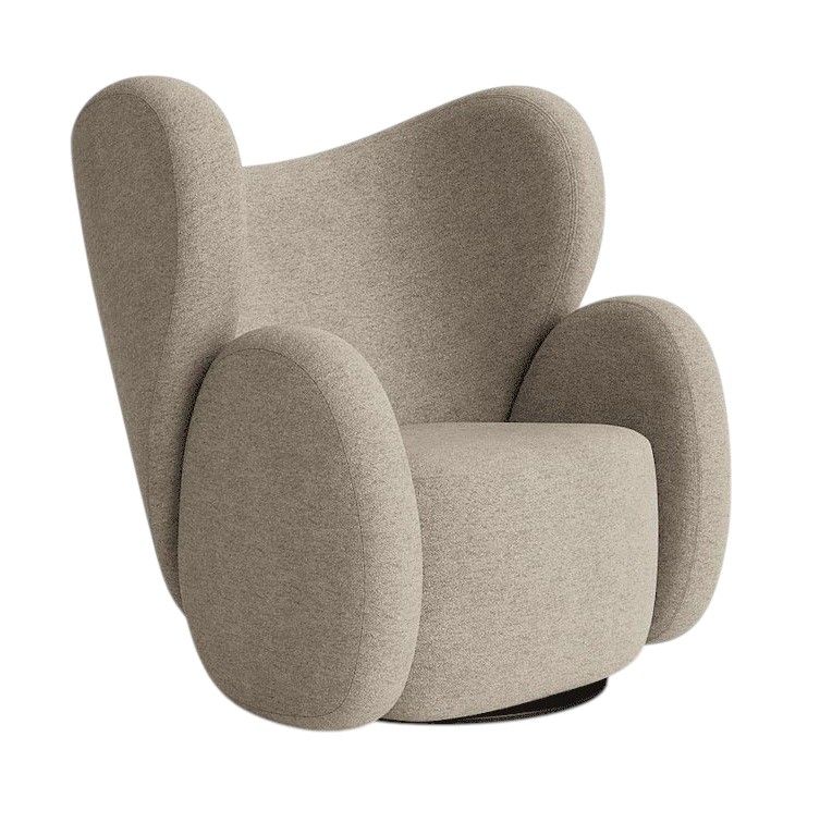 Beiger Big Big Lounge Chair Sessel von NORR11, moderner Ohrensessel mit Stoffbezug.