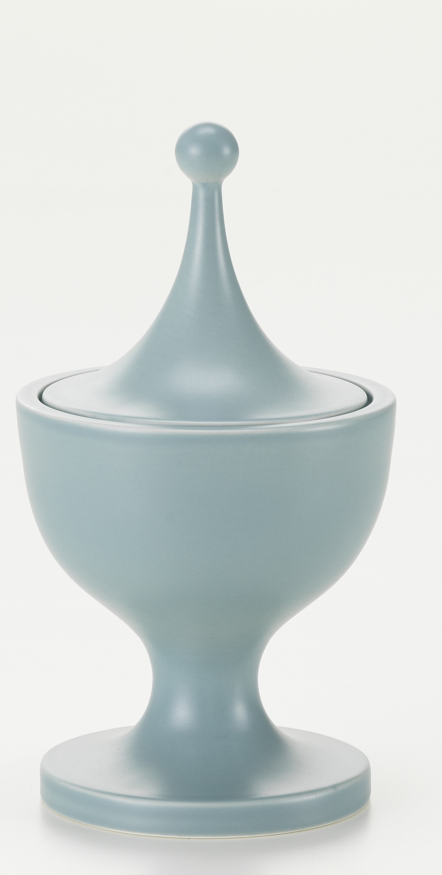 Eisgrauer Keramikbehälter mit Deckel. Vitra-Design, ideal für Küche und Wohnen.