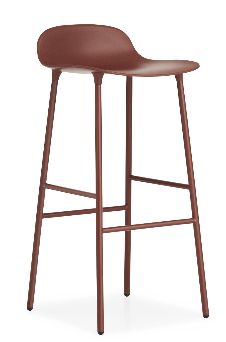 Brauner Form Barstool Barhocker von Normann Copenhagen mit Stahlgestell, Höhe 75 cm.