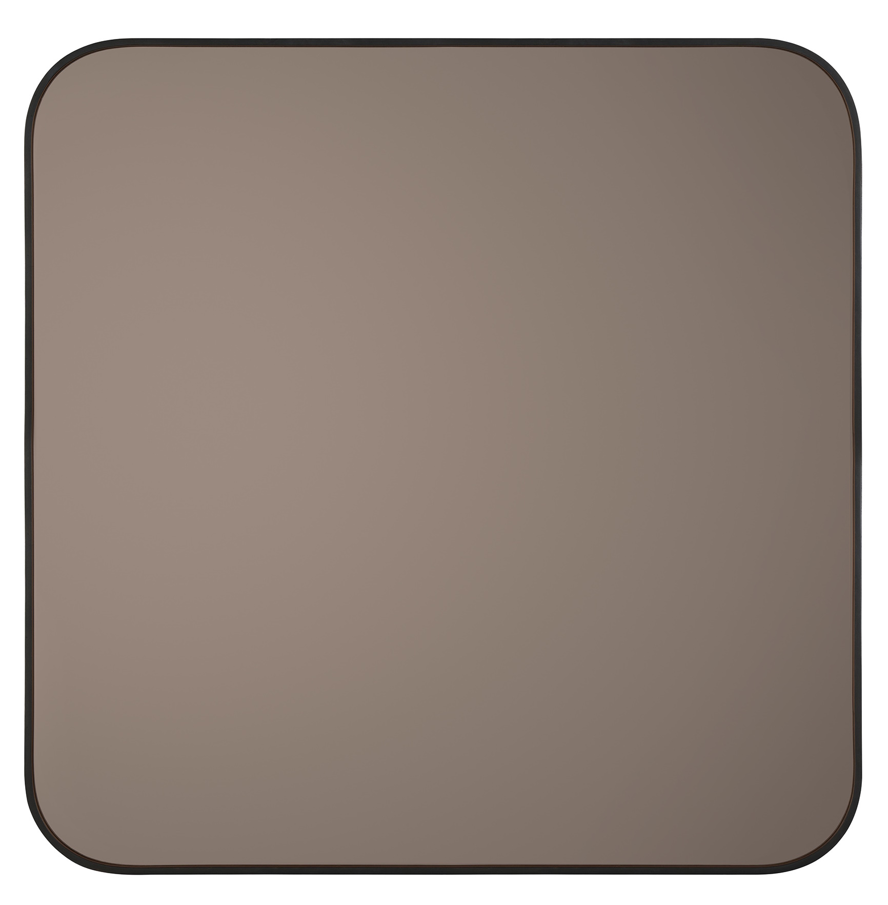 Ethnicraft Camber Wandspiegel: Quadratischer Spiegel mit abgerundeten Ecken und schmalem, dunklem Rahmen. Wanddekoration für modernes Wohnambiente.