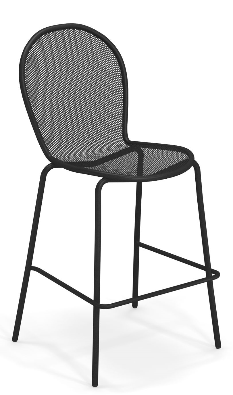 Schwarzer Ronda Barstool Barhocker von Emu mit Stahlgestell und Sitzfläche aus Drahtgeflecht.