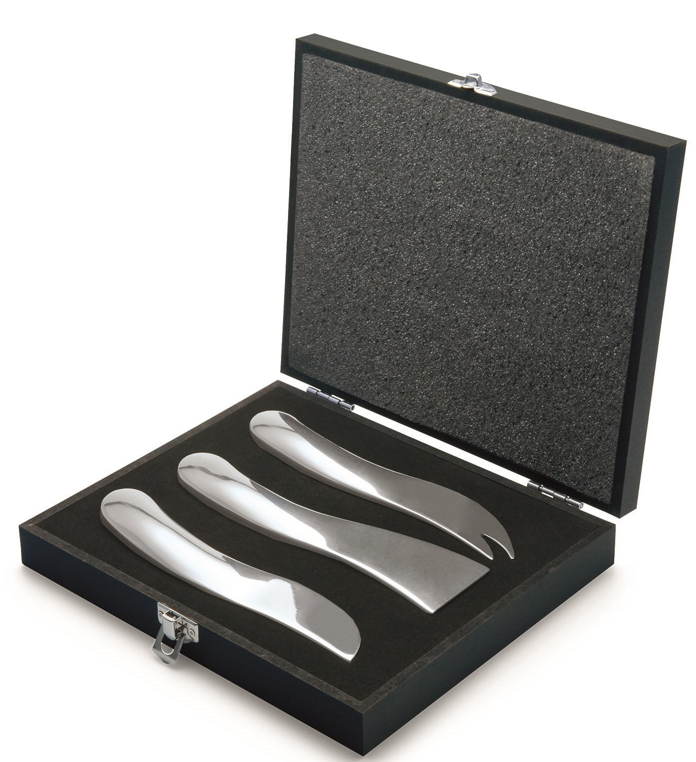 Philippi Wave Käsemesser 3er Set in schwarzer Geschenkbox, elegante Käsemesser aus Edelstahl für Käseplatten.