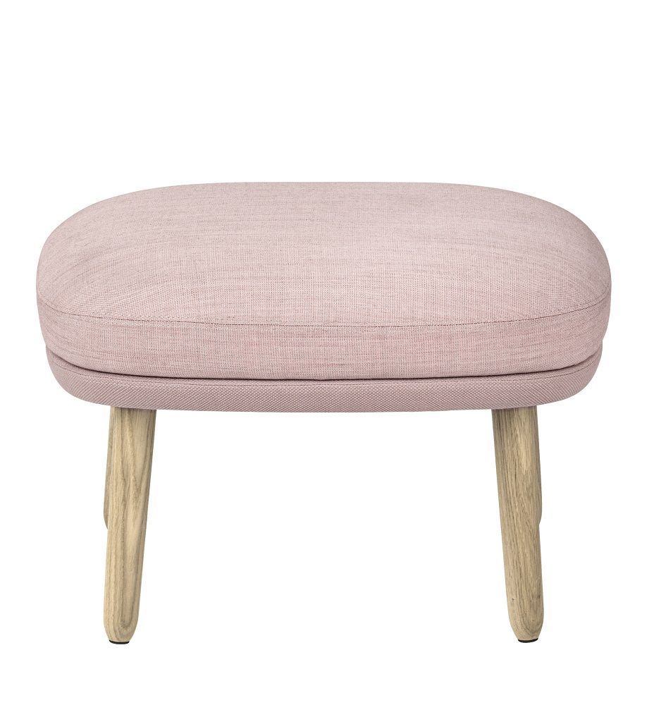 JH11 Fußhocker in Rosa mit Holzbeinen, passend zum Ro Sessel von Fritz Hansen.