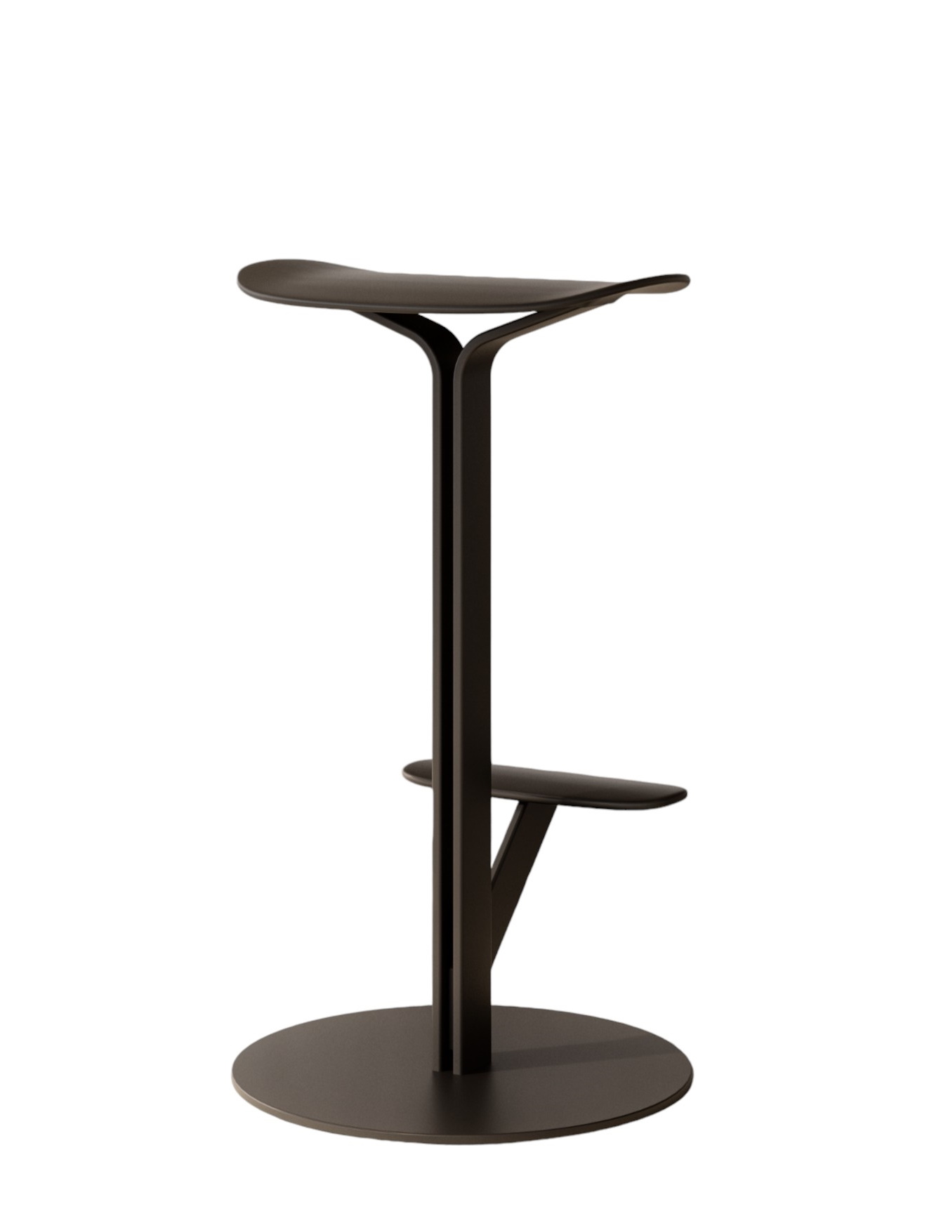 Duetto Hocker von MDF Italia, braun, mit Fußstütze und rundem Fuß. Barhocker für Küche.