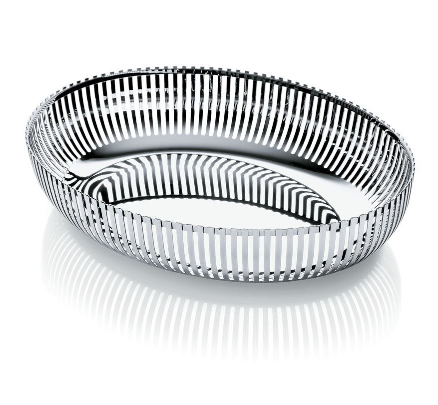 PCH06/26 Alessi Korbschale aus poliertem Edelstahl, modernes Design für Obst oder Brot.