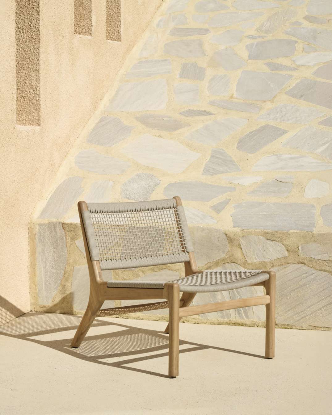 Jack Woven Outdoor Loungsessel Teak Kordel Beige Ethnicraft