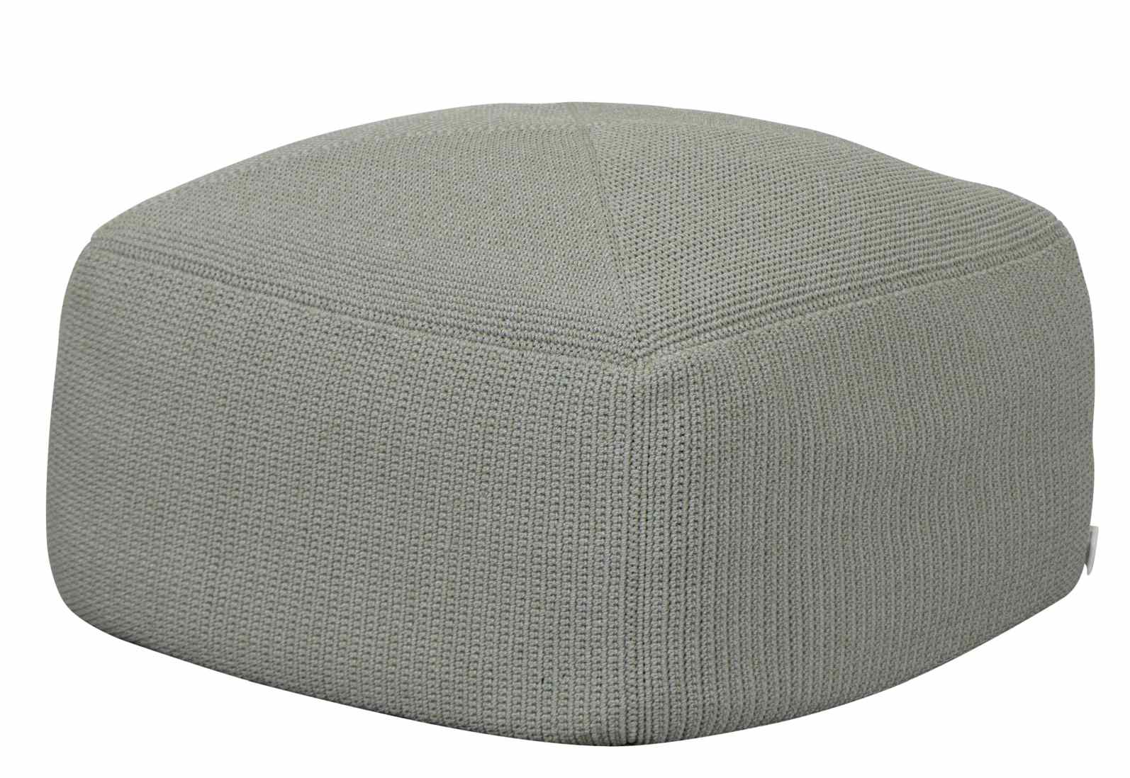 Divine Outdoor Hocker von Cane-Line in Dusty Green, quadratischer Strick-Pouffe für Garten und Terrasse.