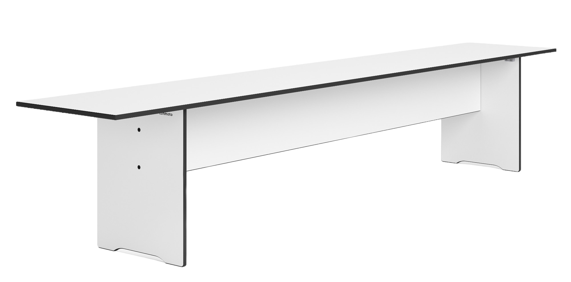 Weiße Conmoto Riva Vario Bank XL für den Außenbereich, moderne Gartenbank für Terrasse und Balkon.