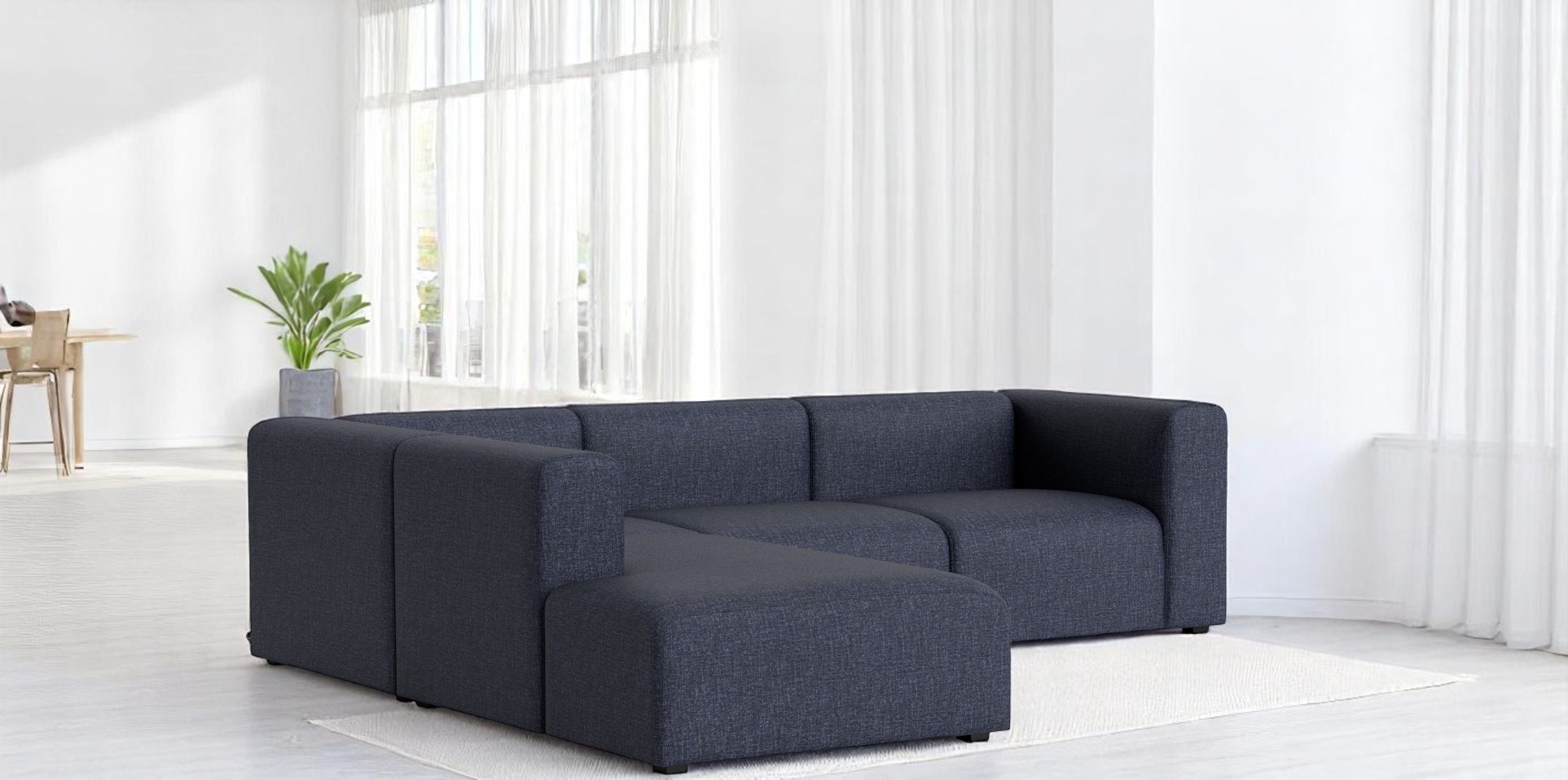 Mags Sofa Eckkombination mit Armlehne links in Turf Sand Stoff von Hay.