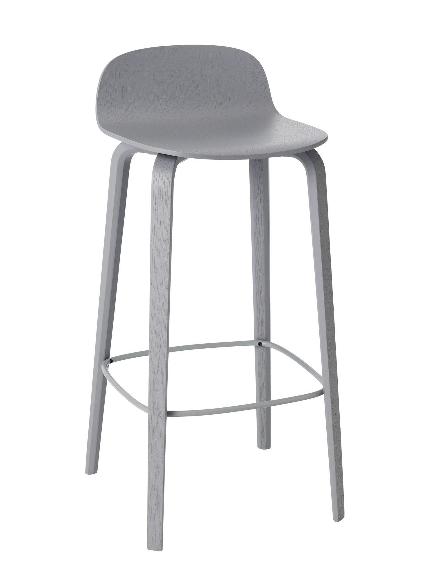 Visu Barhocker von Muuto, H 75 cm, in Grau, moderner Holz-Barstuhl für Küche und Bar.