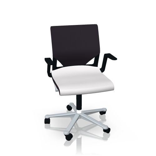 Wilkhahn Modus Drehstuhl 273/7 mit Sitzpolster, Bürostuhl mit hohem Rücken in Schwarz/Weiß.