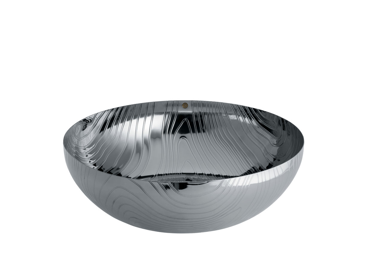 Alessi Veneer Schale PU06/21, 21 cm, aus poliertem Edelstahl mit einzigartiger Musterung.