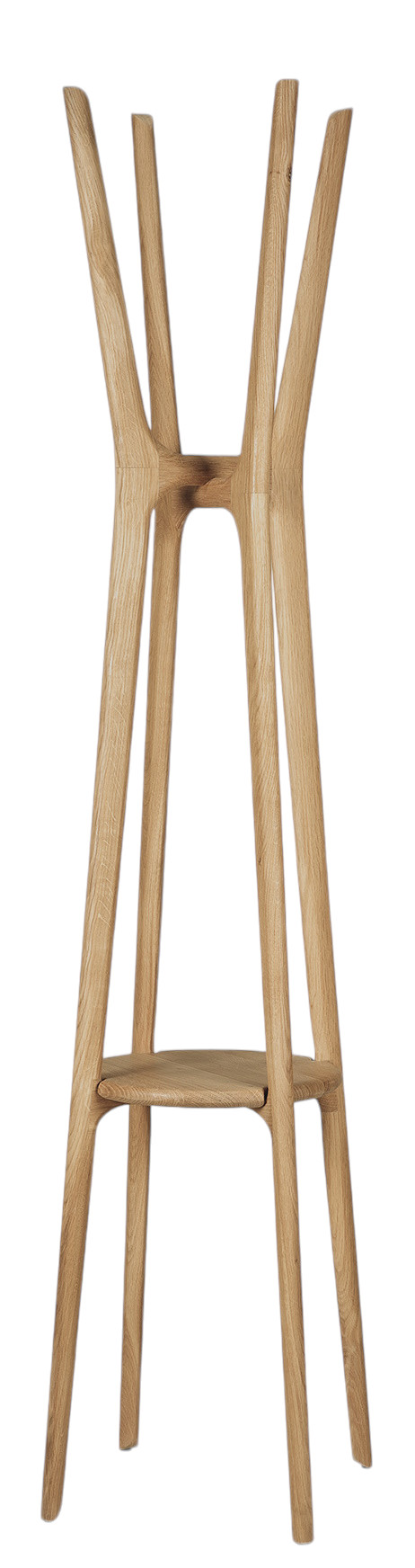 Ethnicraft PI Garderobenständer aus Eiche: Moderner, freistehender Kleiderständer mit Ablage für Flur und Diele.