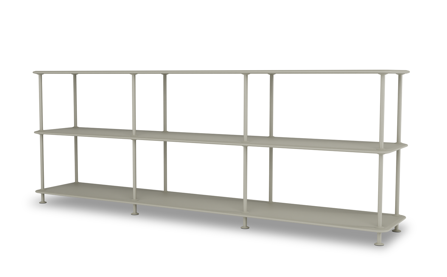 Montana Free Regal mit zwei Regalböden in hellgrauer Farbe. Modernes Design.