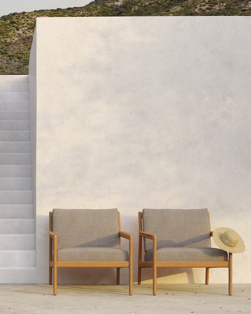 Jack Outdoor Sofa Teak Ethnicraft, 2-Sitzer Mokka, für den Garten oder die Terrasse.