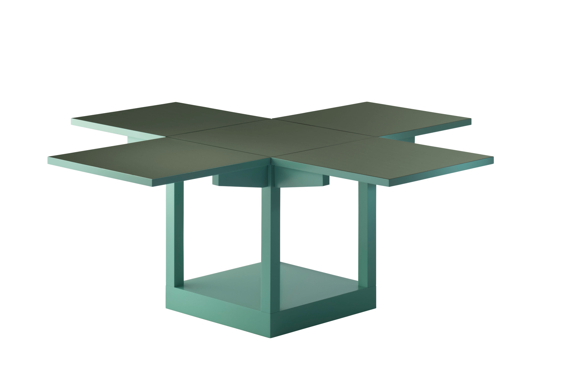 K10N Klapptisch: Moderner, grüner Bauhaus-Tisch mit Rollen, ideal für flexible Raumnutzung.