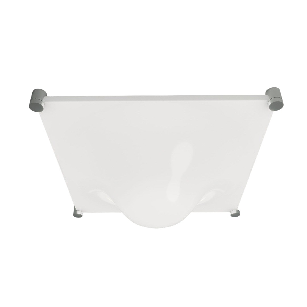 Weiße, quadratische Bolla Deckenleuchte von Martinelli Luce, moderne Innenbeleuchtung für Wohnräume.