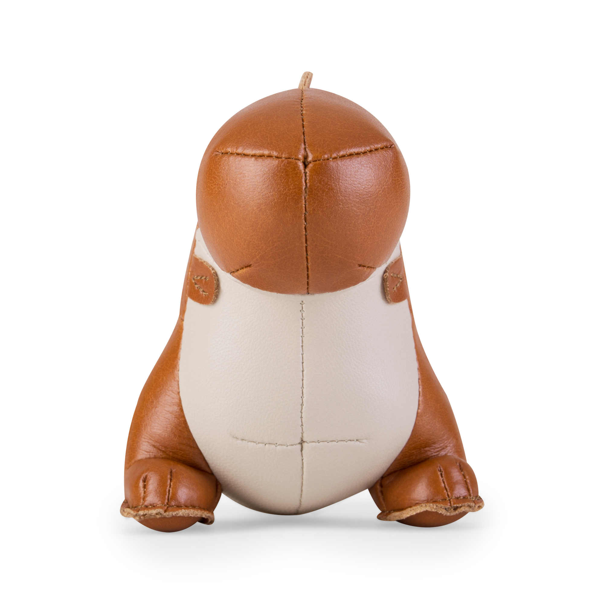 Briefbeschwerer Dinosaurier Bobo von Züny, tan und weizenfarben, aus Kunstleder, Frontansicht.