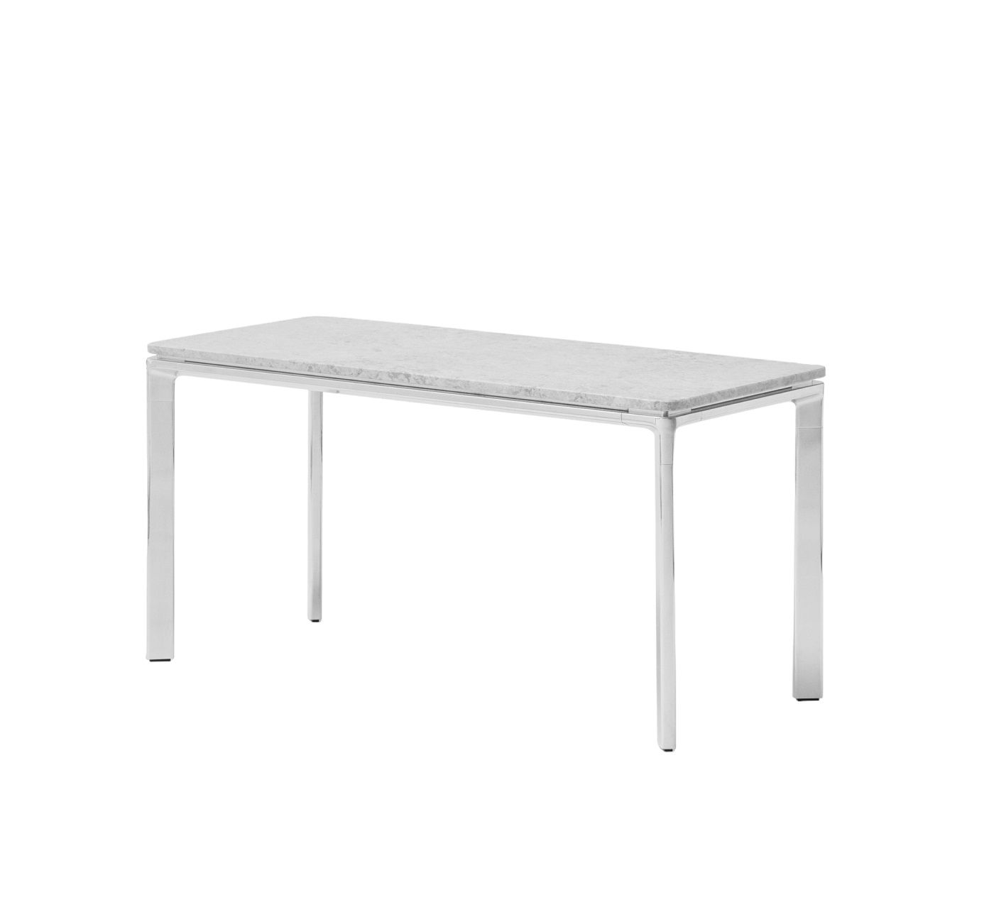 Rechteckiger Vipp Couchtisch mit Marmorplatte und Chromgestell, moderner Wohnzimmertisch.