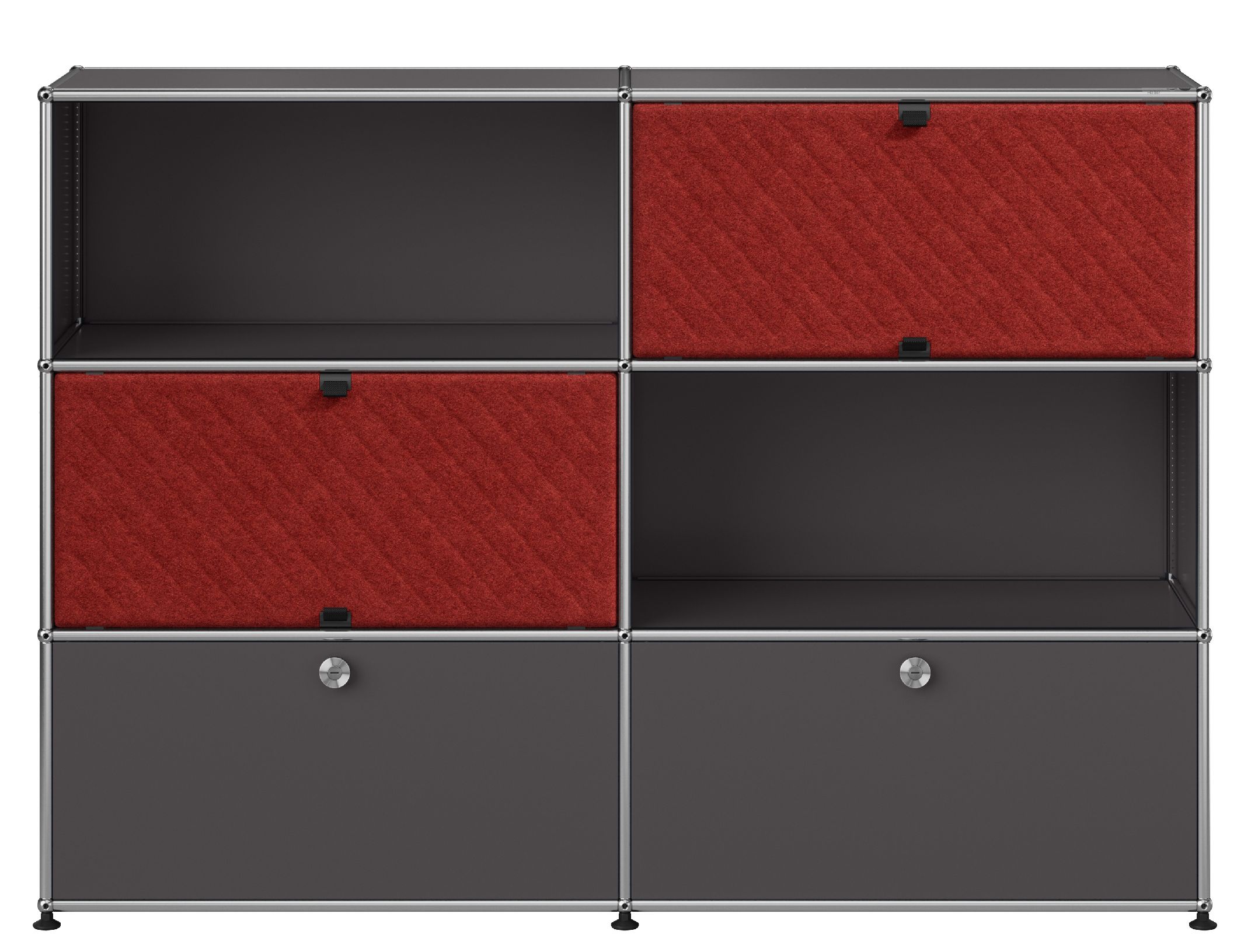 USM Haller Sideboard M66 mit Soft Panels QUICK SHIP Anthrazitgrau - Rot