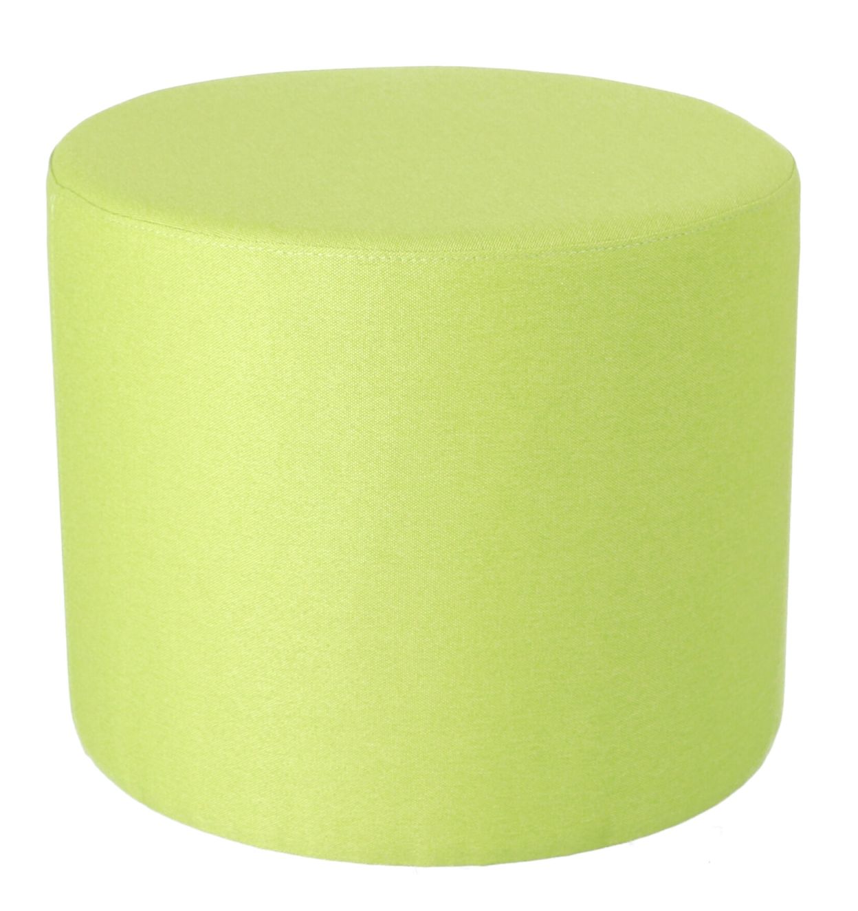 Grüner Rondo Pouf von Jan Kurtz, runder Sitzhocker für Wohnzimmer und Kinderzimmer.