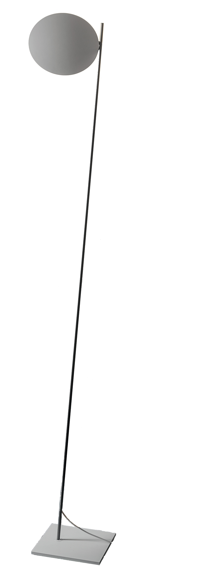 Moderne Lederam Stehleuchte von Catellani & Smith mit rundem Lampenschirm und minimalistischem Design.