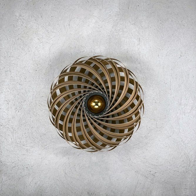 Veneria Wandleuchte Eiche Ø50 cm von Gofurnit, moderne Deckenlampe aus hellem Holz, spiralförmiges Design.