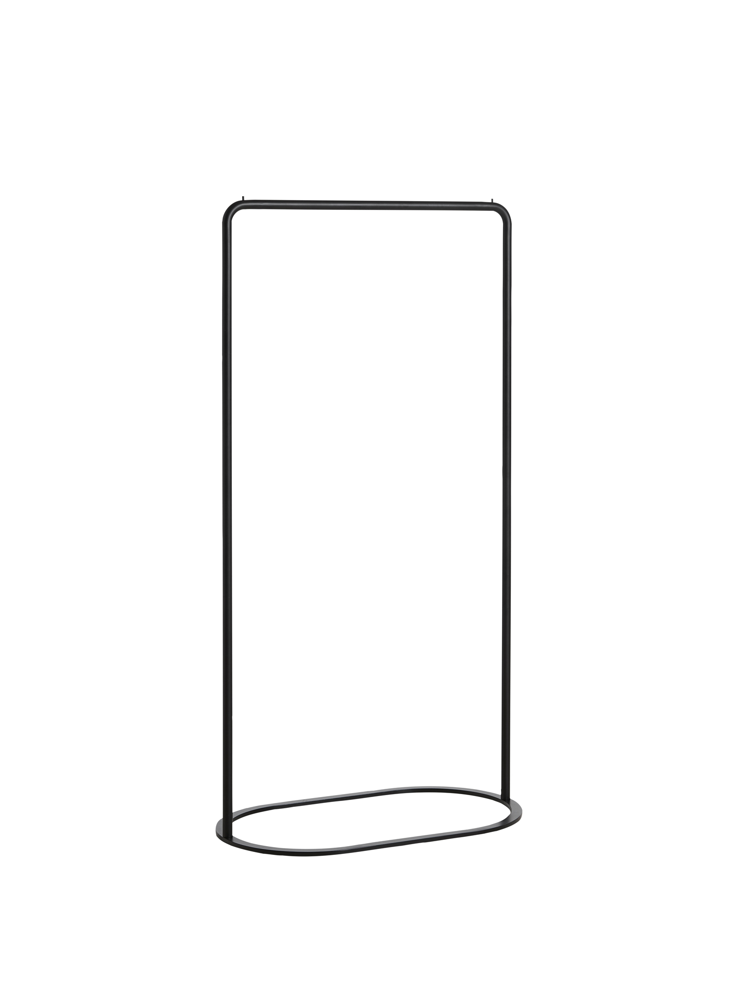 O&O Kleiderständer aus schwarzem, lackiertem Metall. Moderner Garderobenständer für Schlafzimmer und Ankleidezimmer.