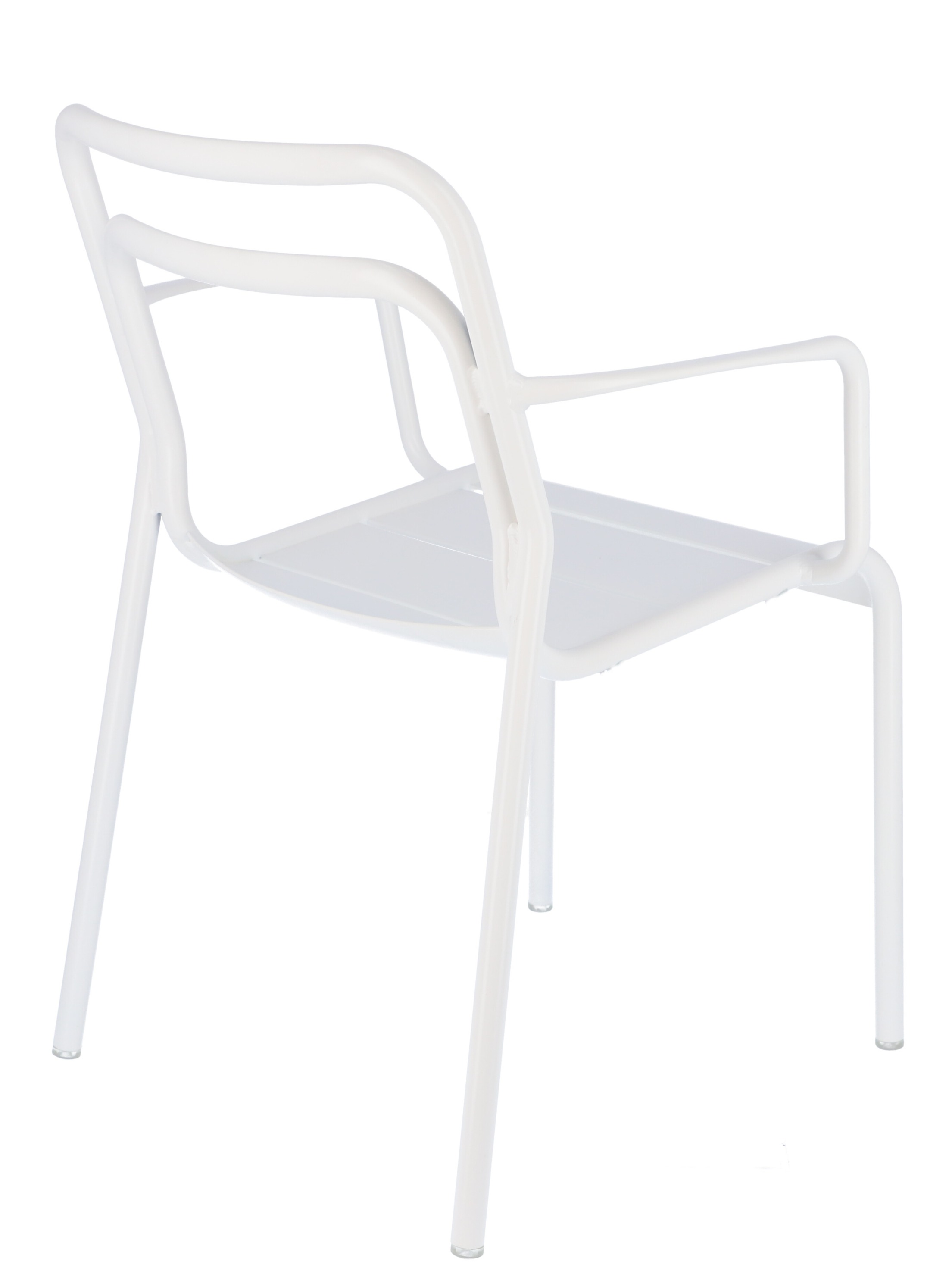 Weißer Live Stapelsessel von Jan Kurtz für den Outdoor-Bereich, Ansicht von hinten.