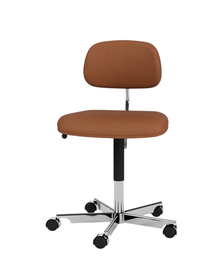 Kevi Bürostuhl 2534U Montana in Braun mit Rückenlehne und Chromfußkreuz mit Rollen.