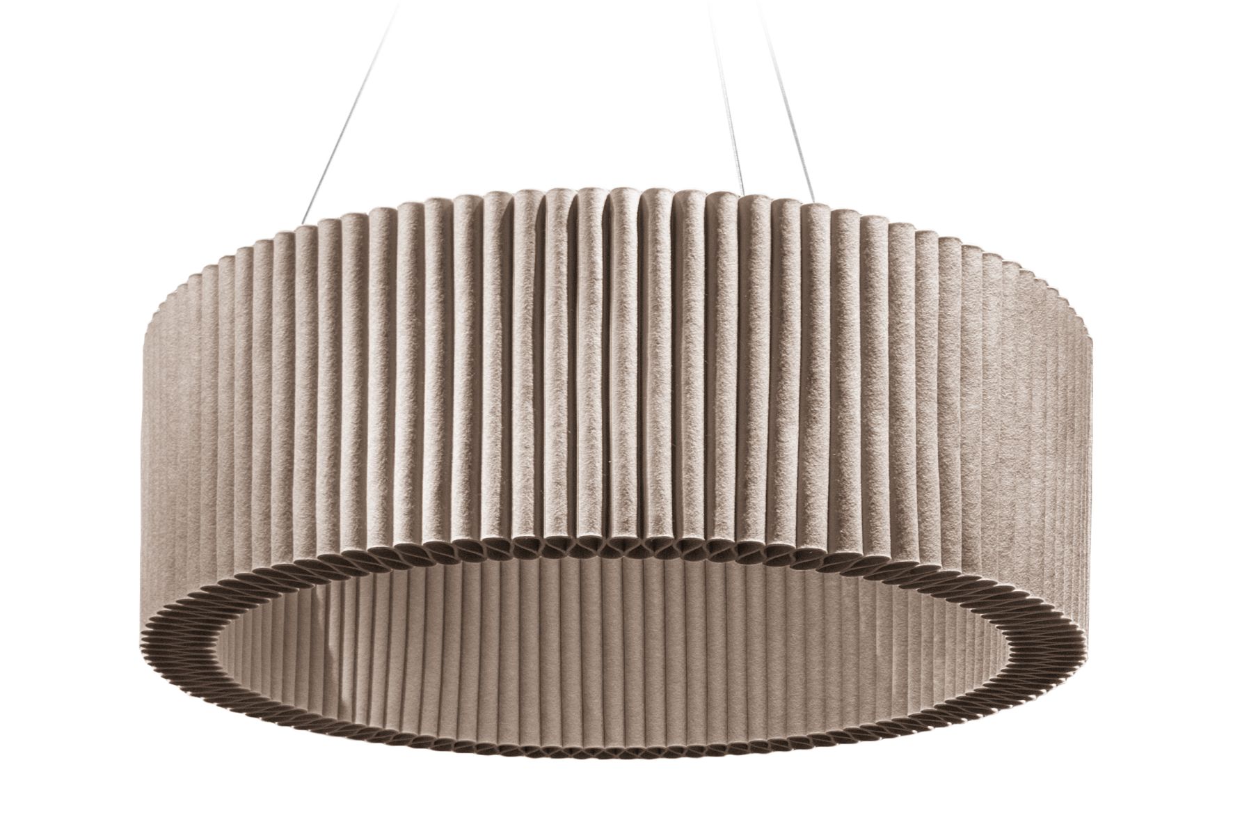 Beige Hey Sign Welle Deckenleuchte aus Filz mit Aufhängung, modernes Design für Wohnraumbeleuchtung und Akustik.