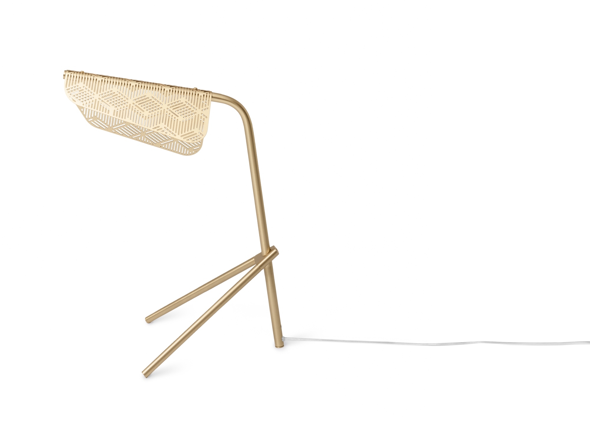 Goldene Mediterranea Tischleuchte von Petite Friture mit filigranem Lampenschirm und modernem Design.