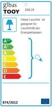 Energielabel der Tooy Lilly Pendelleuchte 558.25, geeignet für Leuchtmittel der Energieklassen A++ bis E.