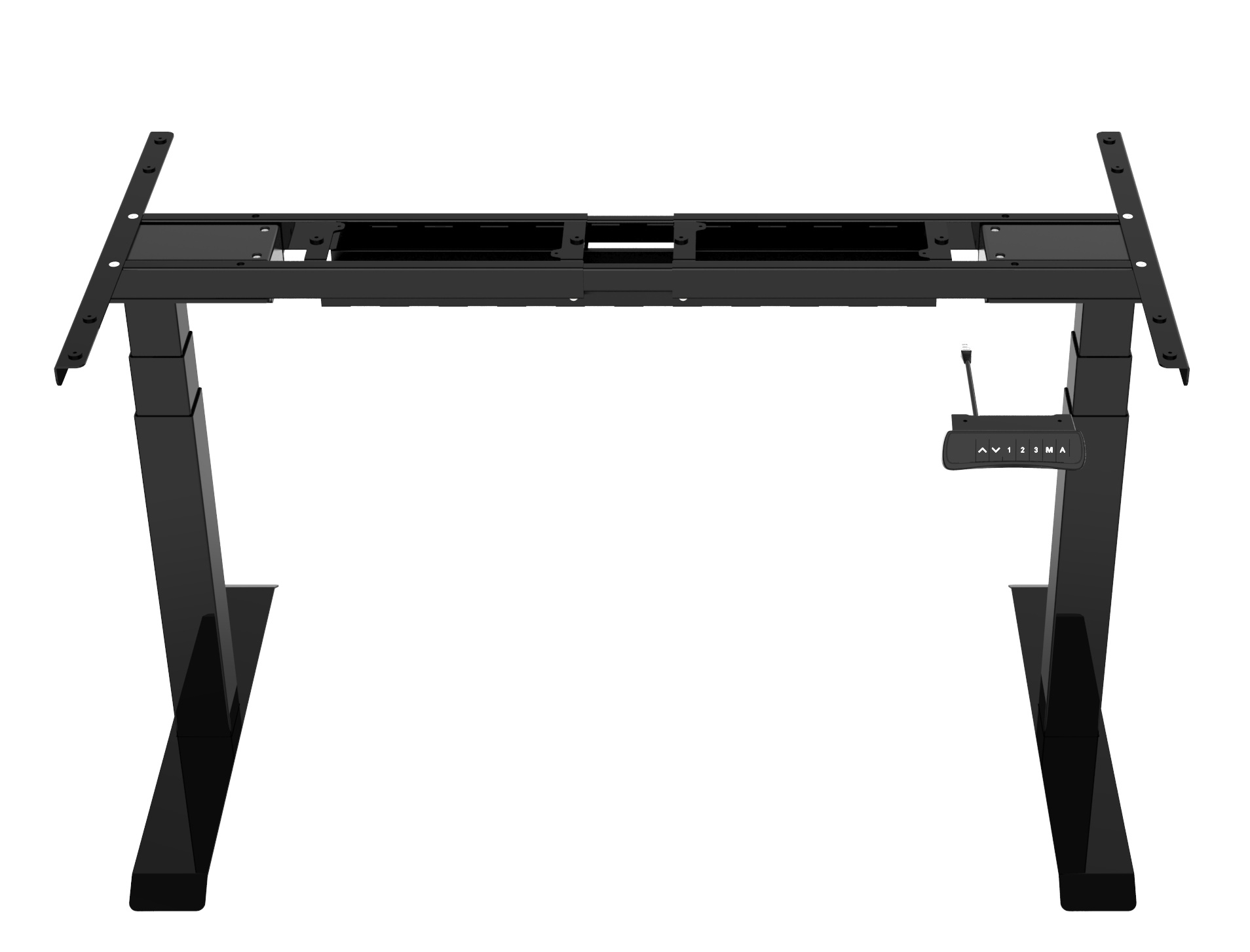 Hiplift Untergestell in Schwarz: Elektrisch höhenverstellbares Tischgestell für ergonomische Büroarbeitsplätze.