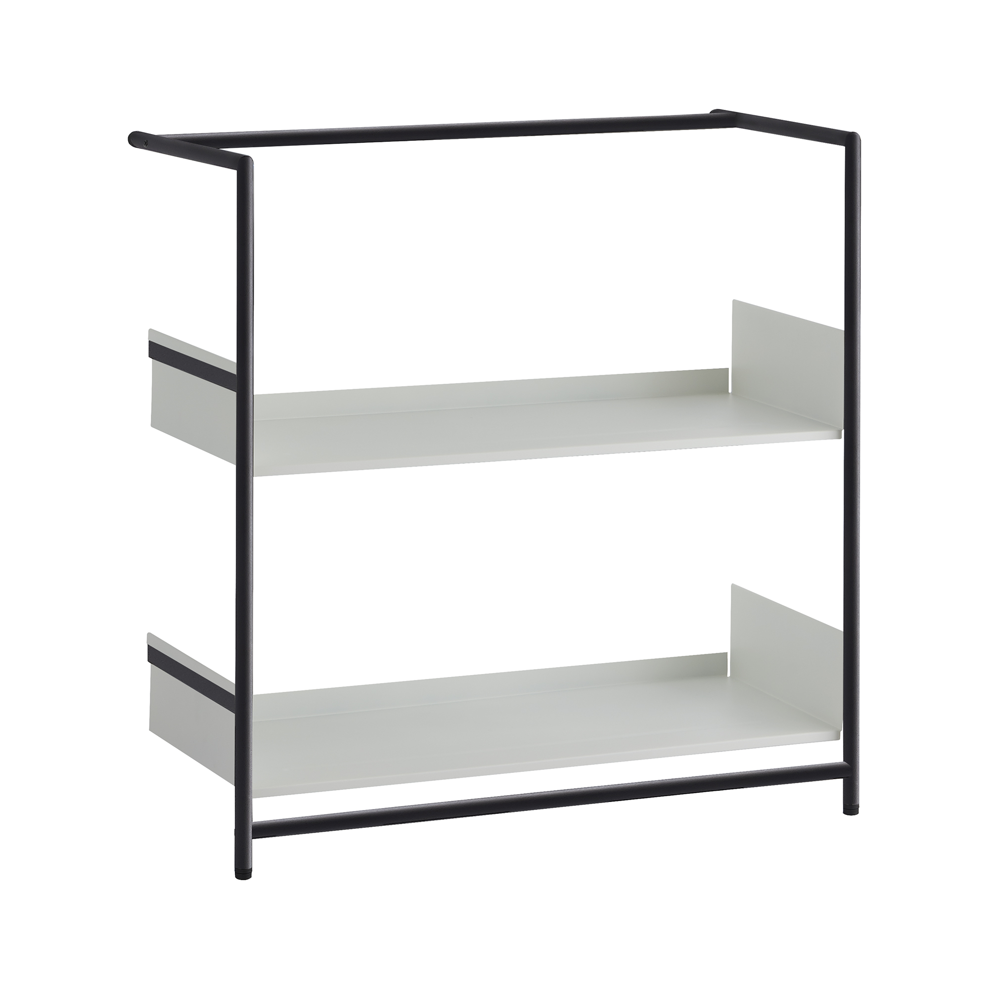 Pool 82 Anlehnregal / Schuhregal Mox Gestell Schwarz strukturiert Tablaren weiß