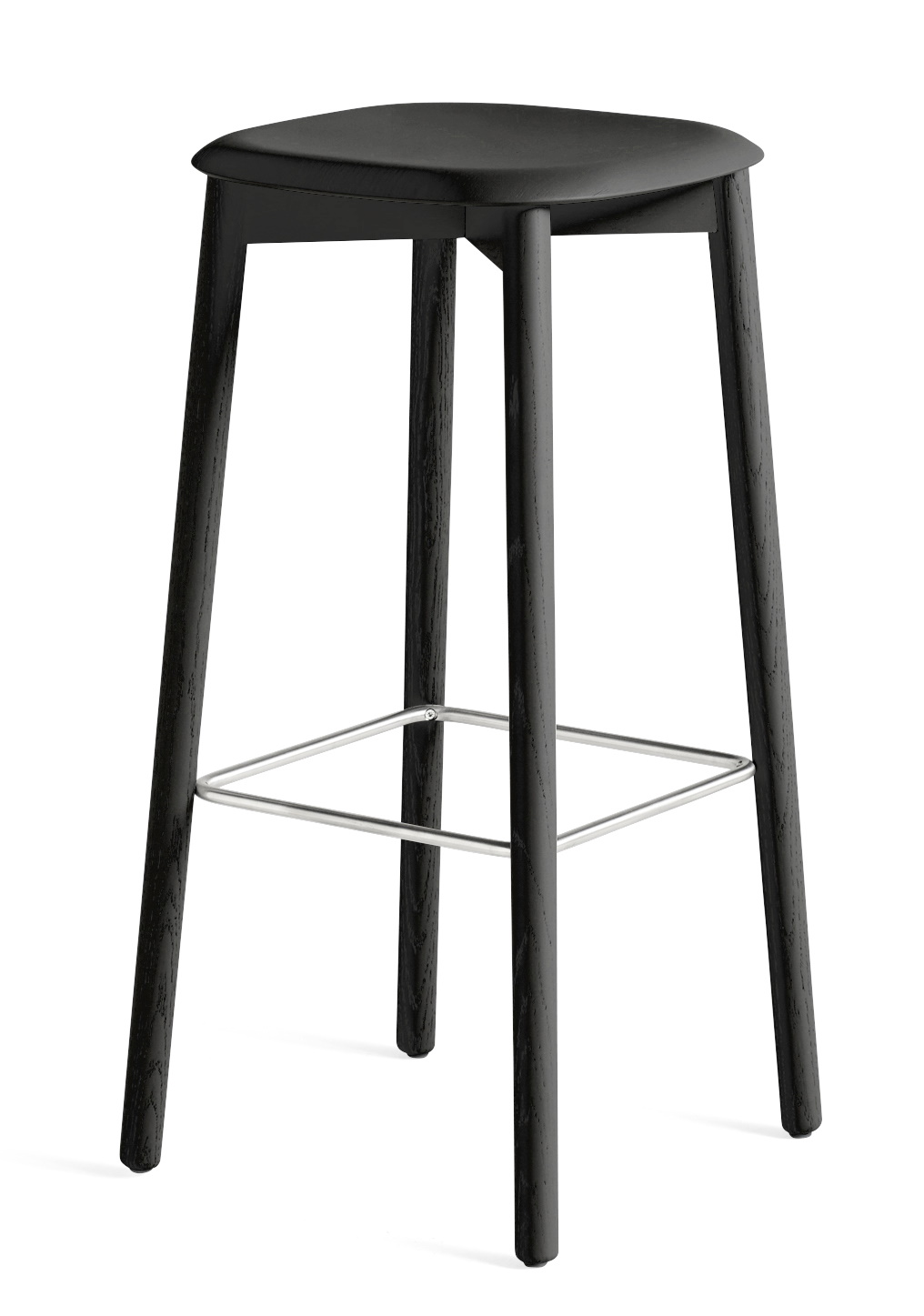 Soft Edge Barhocker von Hay, Modell 82, hohe Ausführung, Eiche schwarz gebeizt.