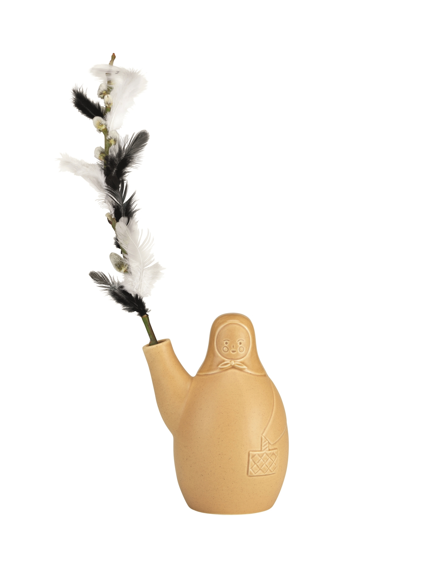 Osterhexe Vase Artek EINZELSTÜCK: Keramikvase in Form einer Osterhexe mit Federbusch, Dekoration für Ostern.
