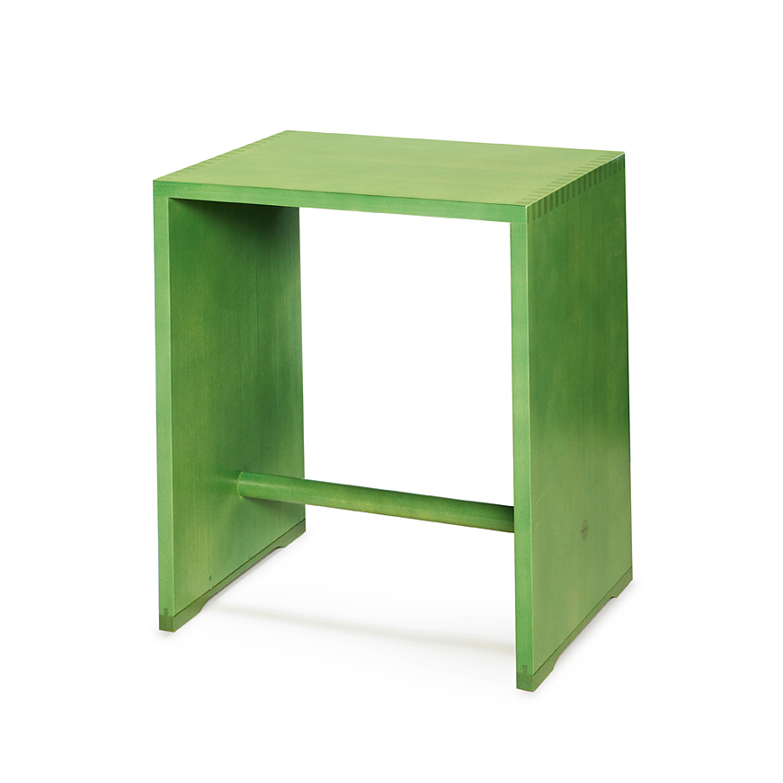 Apfelgrüner Ulmer Hocker von Max Bill, moderner Holz Hocker für Büro und Zuhause.