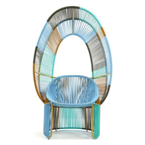 Cartagena Reina Outdoor Sessel: Bunte, handgeflochtene Lounge-Sitzgelegenheit für Garten und Terrasse.