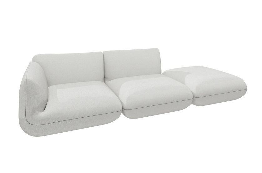 Jalis Sofa hellgrau von Cor mit Ottomane, modernes modulares Sofa für Wohnzimmer.