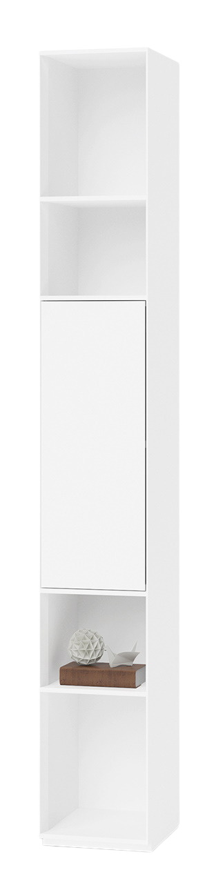 Weißes Nex Pur Regal von Piure mit Tür, Fachboden und minimalistischem Design.