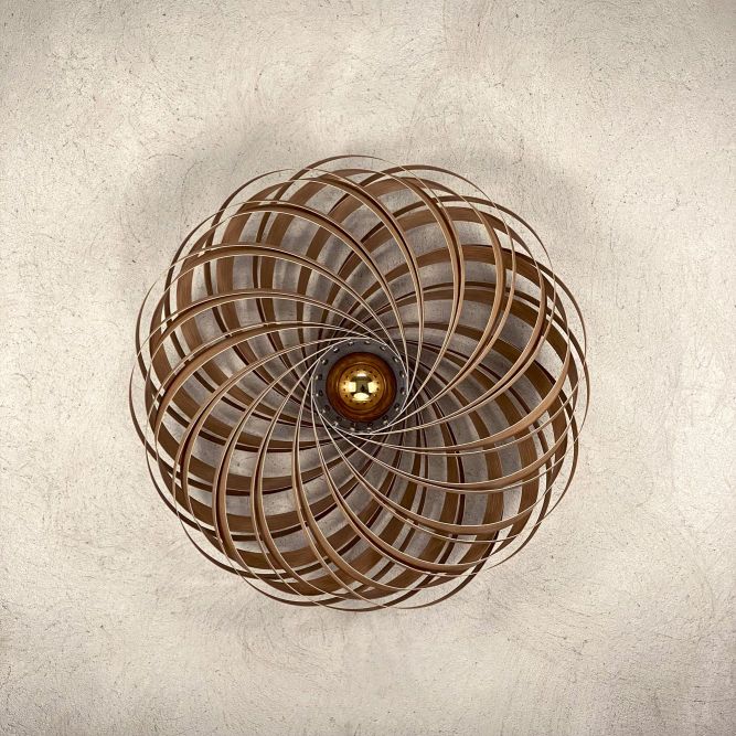 Veneria Wandleuchte aus Eiche, Durchmesser 60 cm, spiralförmiges Design, moderne Wandbeleuchtung für Wohnzimmer und Schlafzimmer.