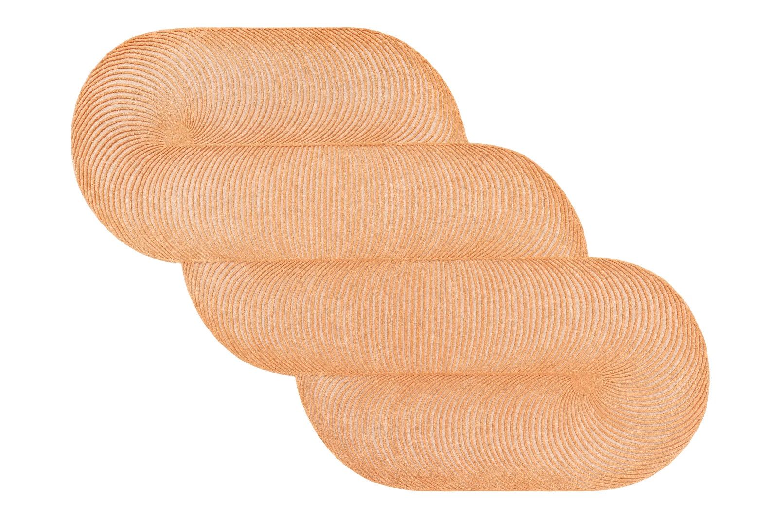 Giro Rug Teppich: Dreidimensionaler, orangefarbener Designteppich mit gerippter Textur für modernes Wohnen.