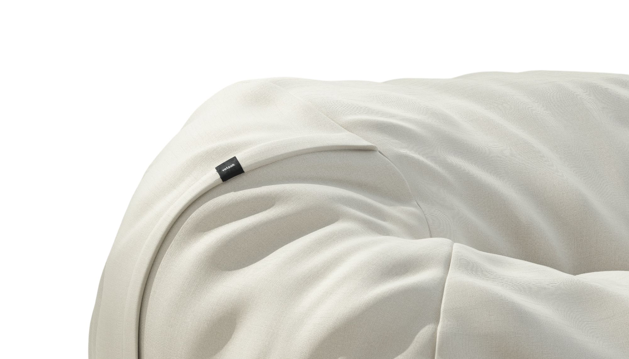 Detailaufnahme eines beigen vetsak Sitzsacks, ideal als Outdoor Sitzgelegenheit und bequemes Lounge Möbel.