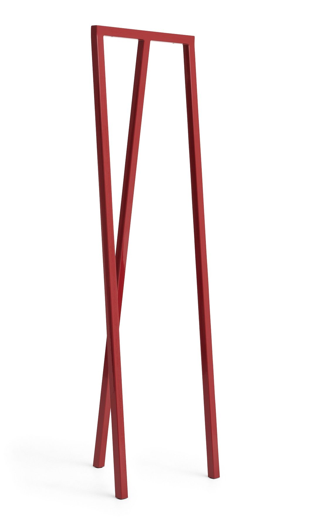 Rote Loop Stand Garderobe von Hay, minimalistische Kleiderständer für Flur und Schlafzimmer.