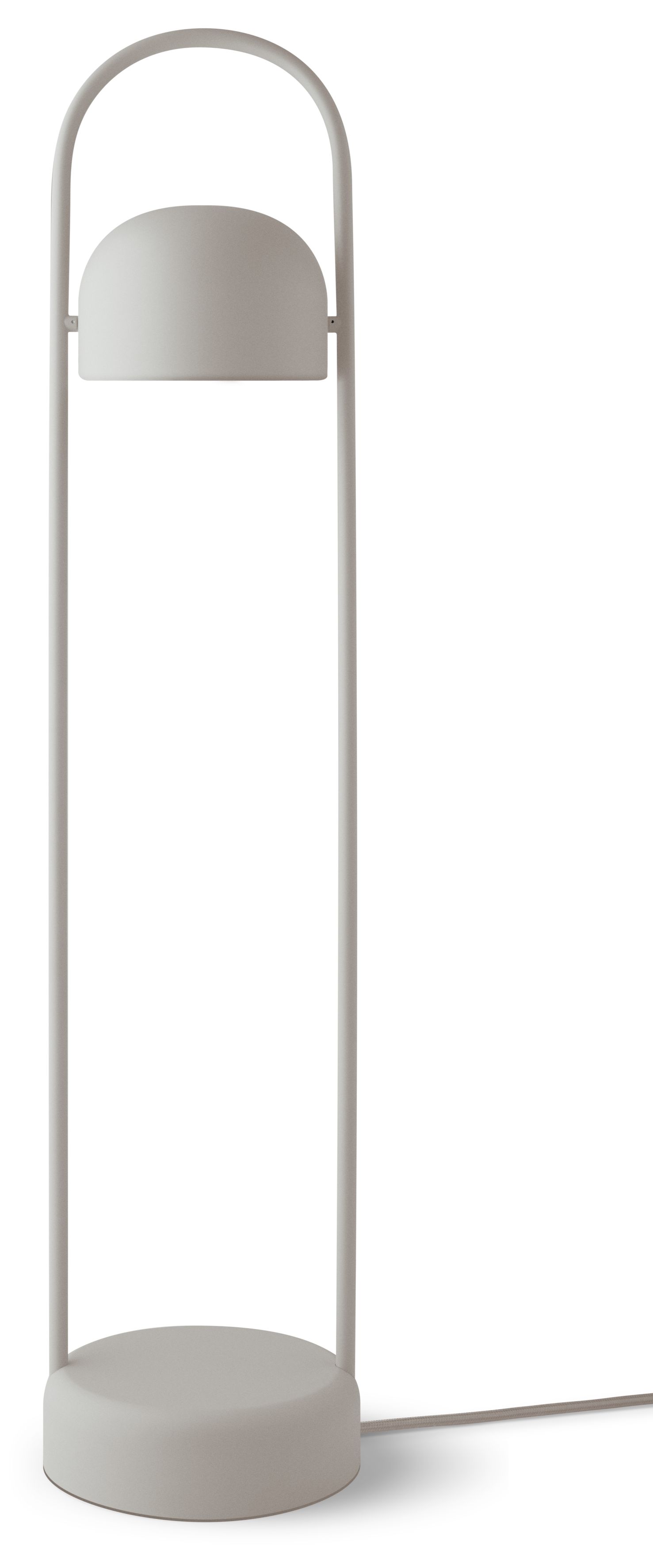 Weiße Quay Stehleuchte von Eva Solo mit rundem Lampenschirm und minimalistischem Design.
