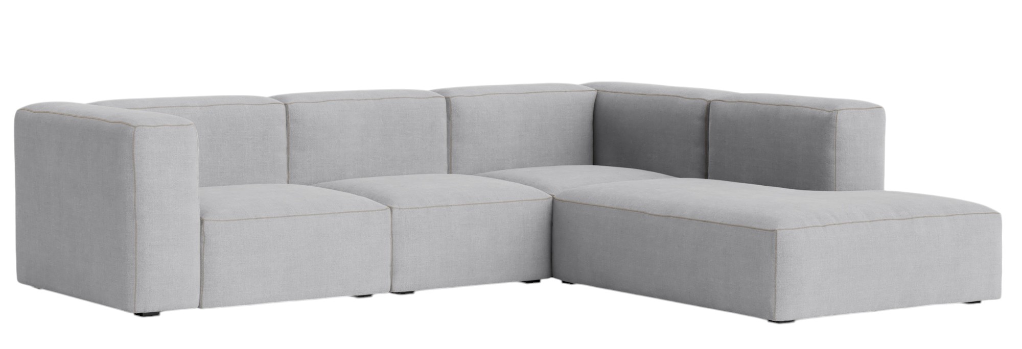 Helles, modulares Mags Soft Sofa von Hay mit Armlehne rechts, Eckkombination für Wohnzimmer.